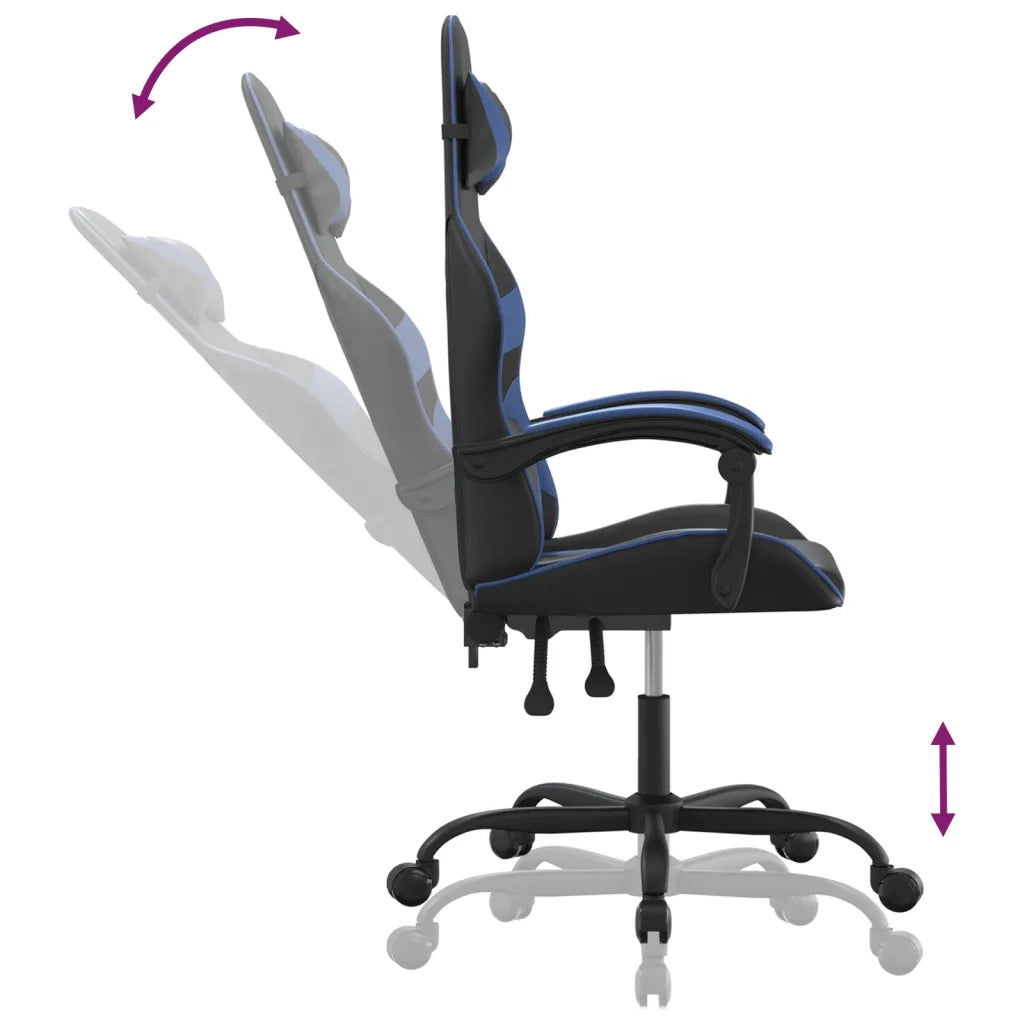 Sedia da Gaming Girevole Nero e Blu in Similpelle 349543