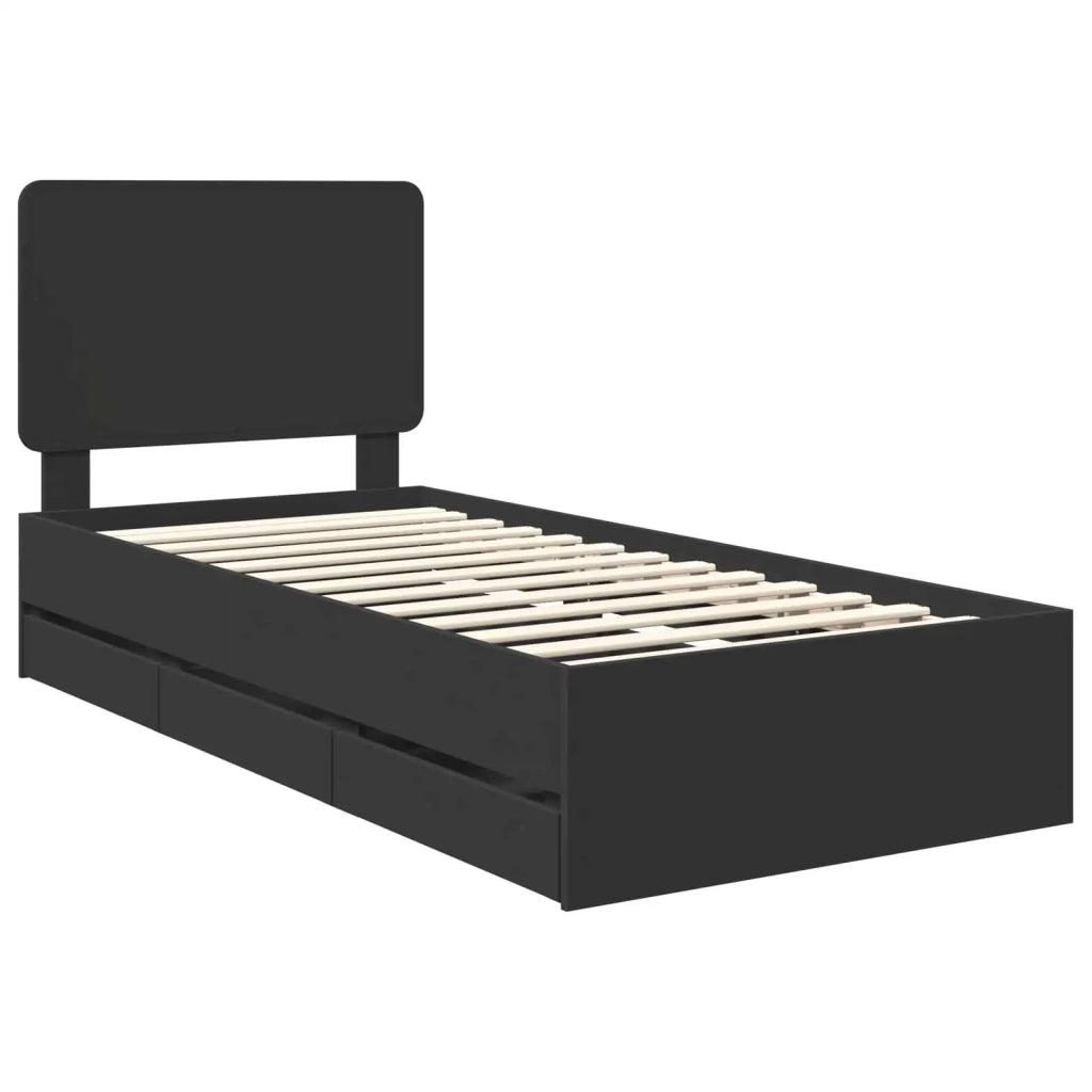 Struttura del letto-Giroletto Nero 90 x 200 cm Legno Ingegnerizzato 428298