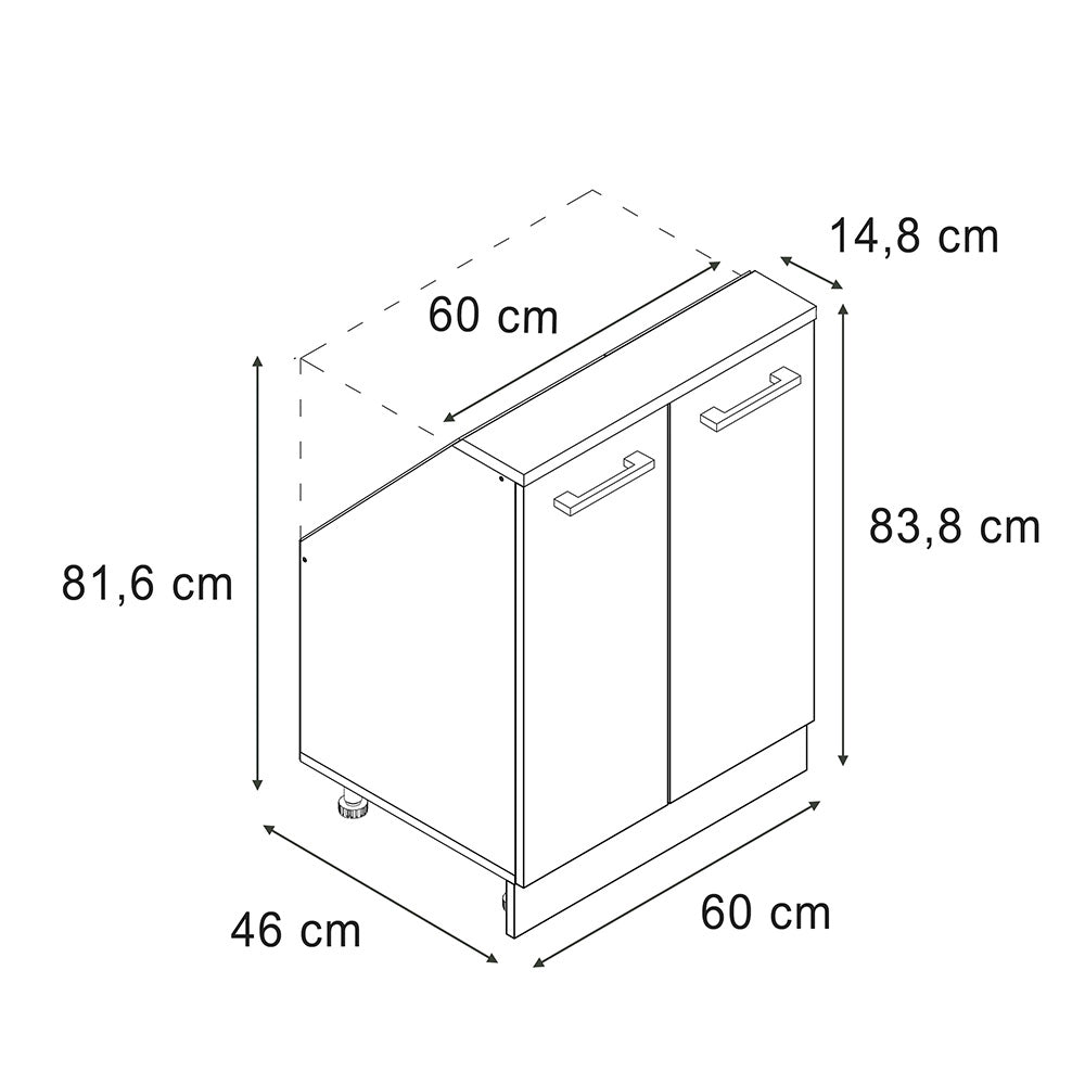Mobile sottotetto Rion Rosso lucido/Rovere dorato con 2 porte Vicco