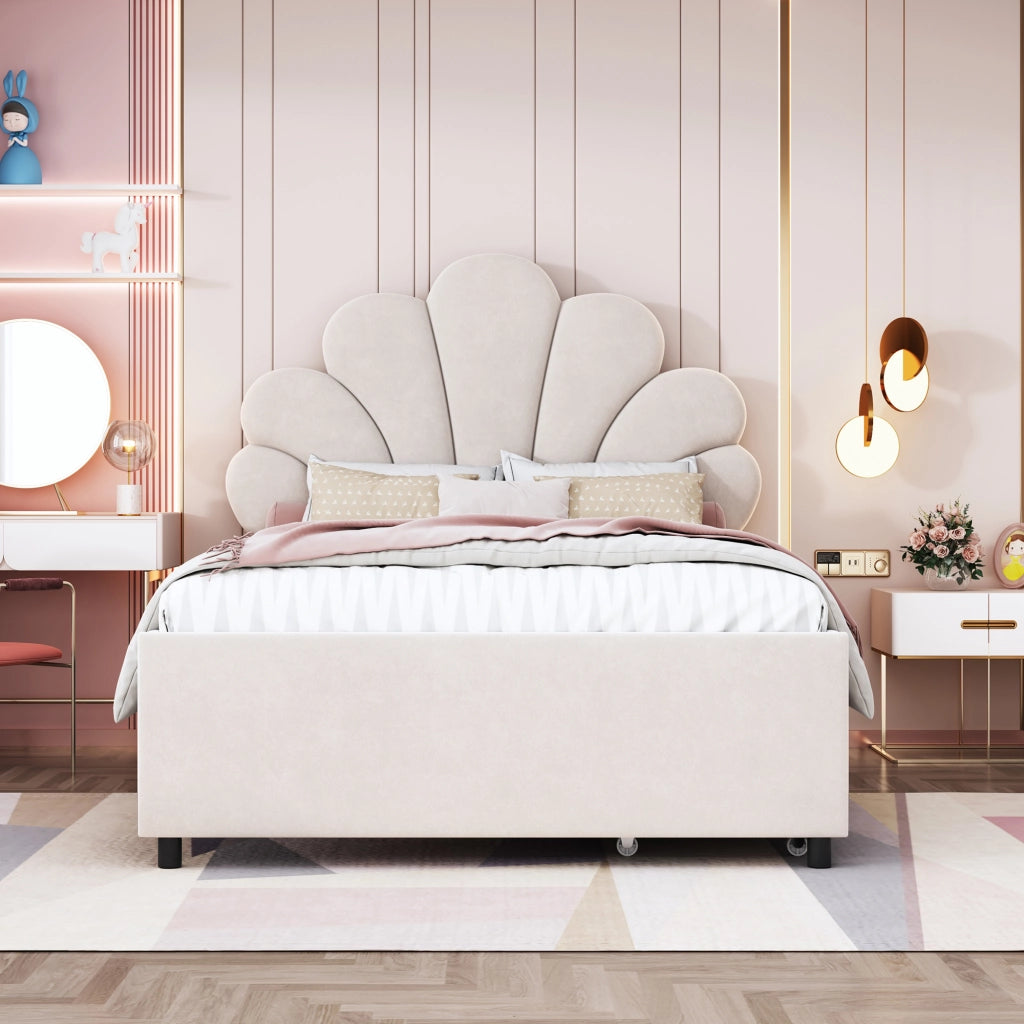 letto imbottito velluto beige 90 x 200 cm