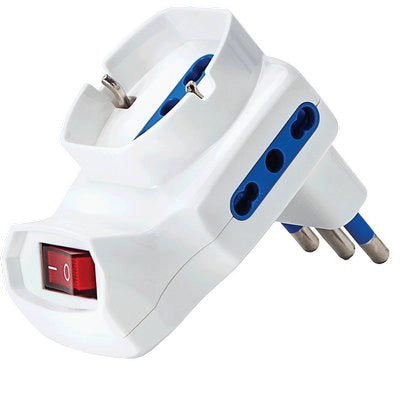 ADATTATORE TRIPLO 16A-10/16A+SCHUKO AIGOSTAR - BIANCO 2P+T + INTERRUTTORE- 2 pezzi