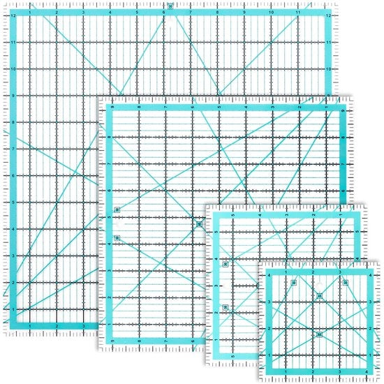 Set di righelli trasparenti 31,75 cm - 4 pezzi - scala/angolo - patchwork - materiale duraturo - righello trasparente