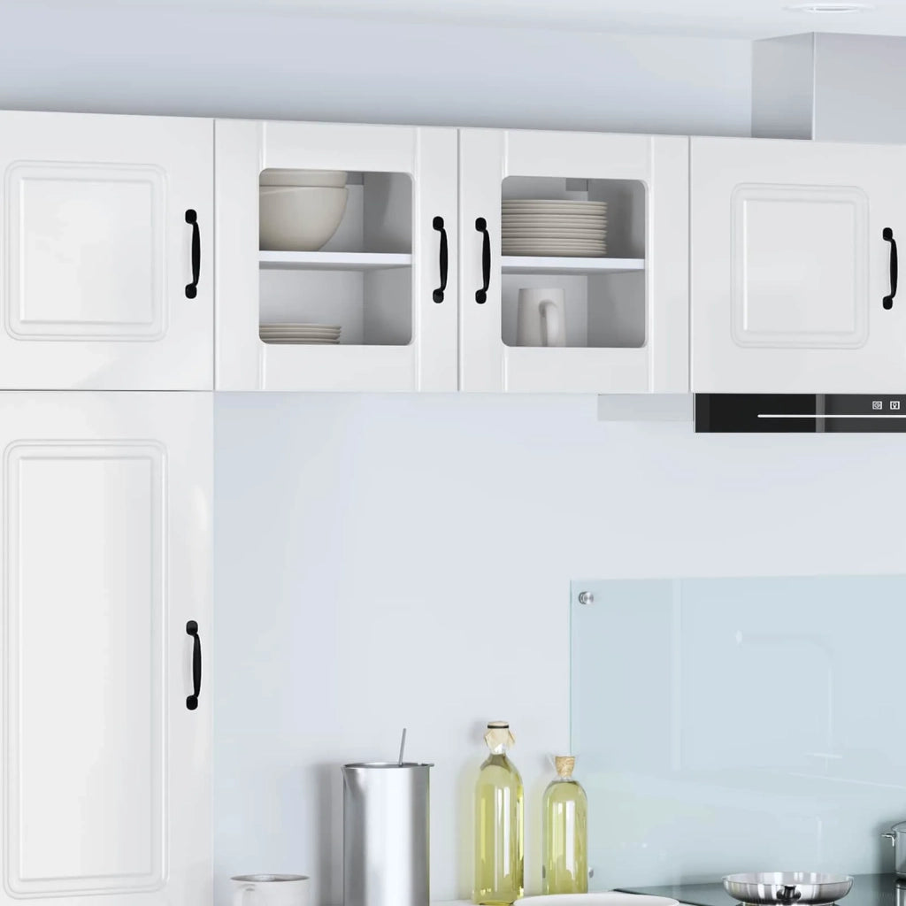 Pensile da cucina | Mobile in vetro da parete LUCCA 2 pz Bianco Lucido