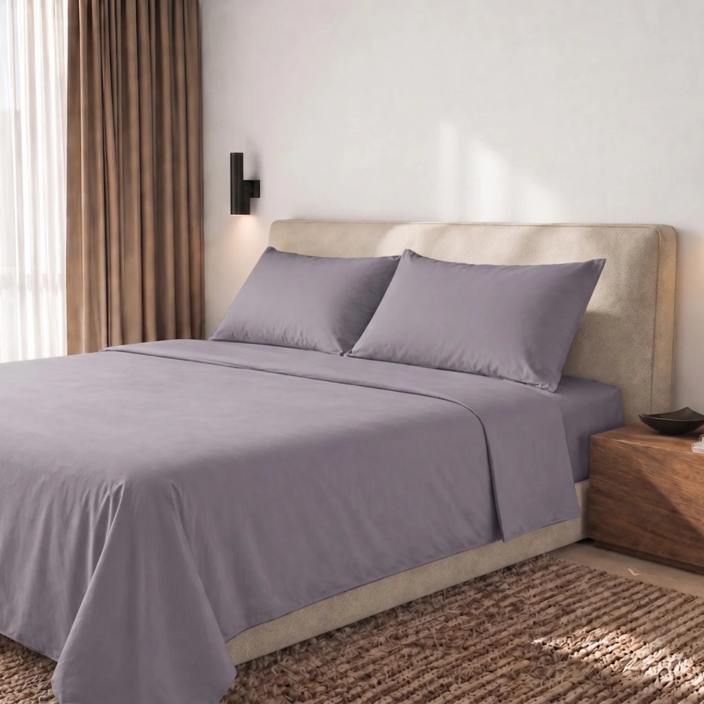 Set Lenzuola Letto Singolo in Cotone Percalle 200 TC Storm | Lenzuolo Piano 160x295 cm, lenzuolo con angoli 90x200 cm e Tasca da 28 cm, 1 Federa | Made in Italy
