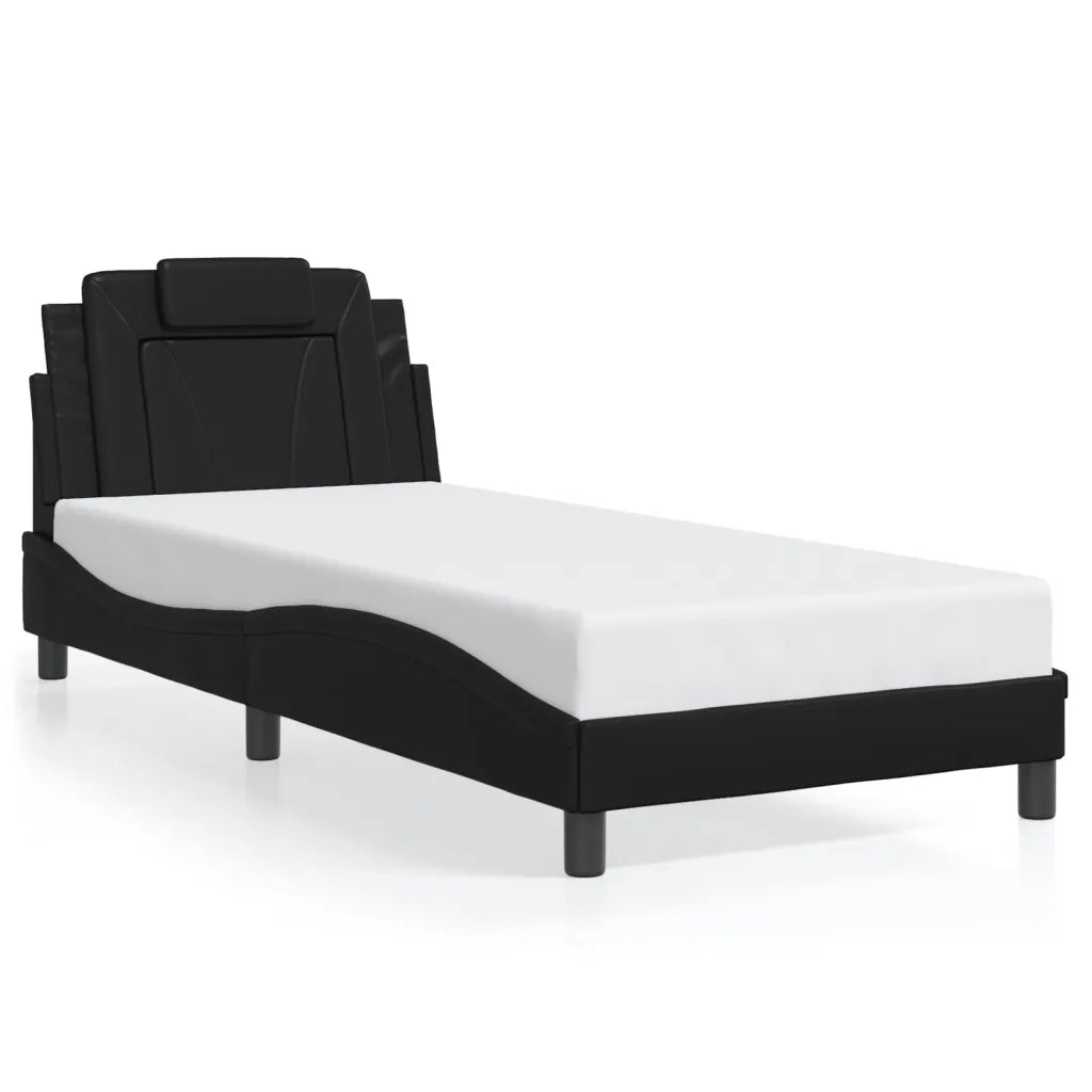 Letto singolo | Letto per adulti | Giroletto Viana con LED senza Materasso Nero 90x190 cm