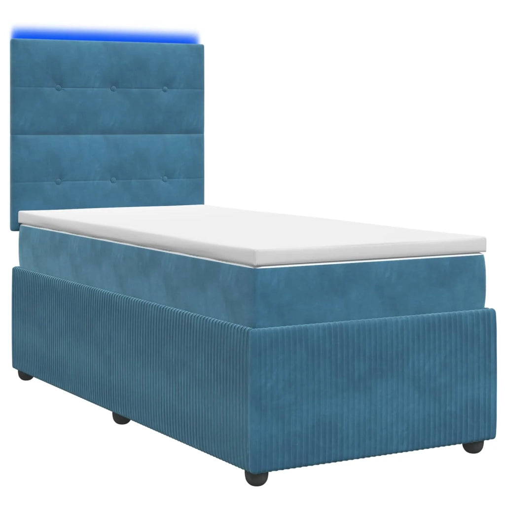 Letto Box Spring LED con Materasso Blu 80 x 200 cm Velluto 3455961
