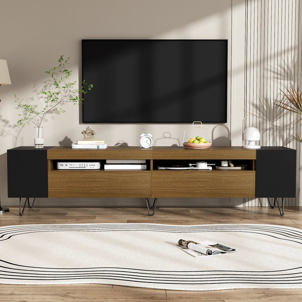 Mobile TV Moderno ¨C MINIMAL ¨C Nero e Legno, 180 cm
