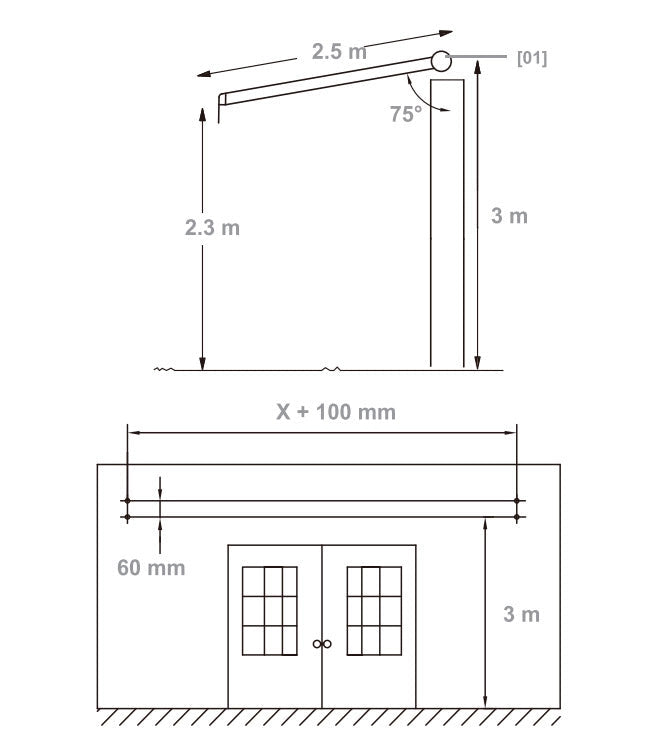 Tenda da Sole Barra Quadra 200x250 cm Tessuto in Poliestere Riga Bordeaux