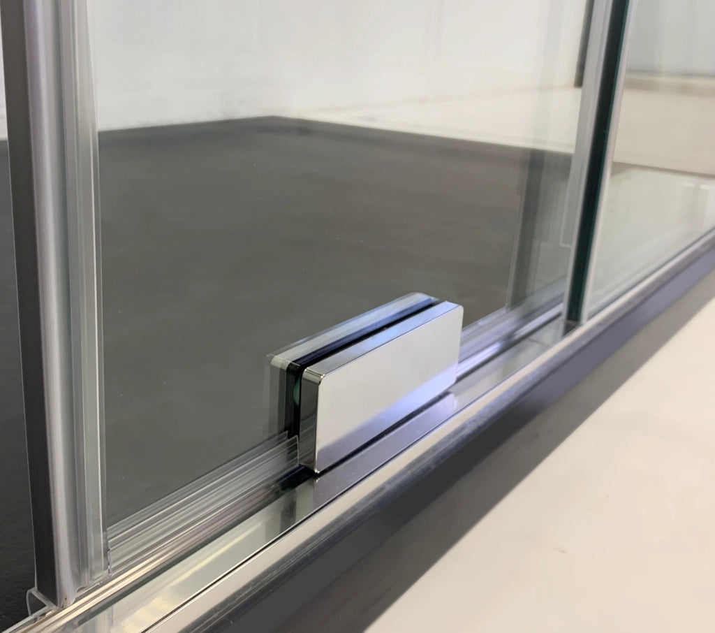 Box doccia angolare KENNA apertura al vertice 120x100 cm (115-120/95-100) nero opaco vetro trasparente