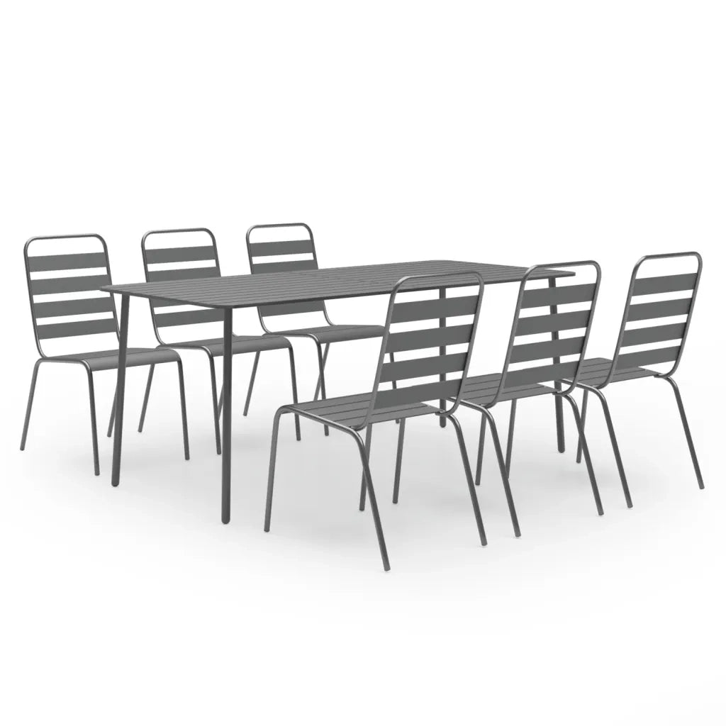 Set Mobili da Pranzo per Giardino 7 pz in Acciaio Grigio Scuro 3074477