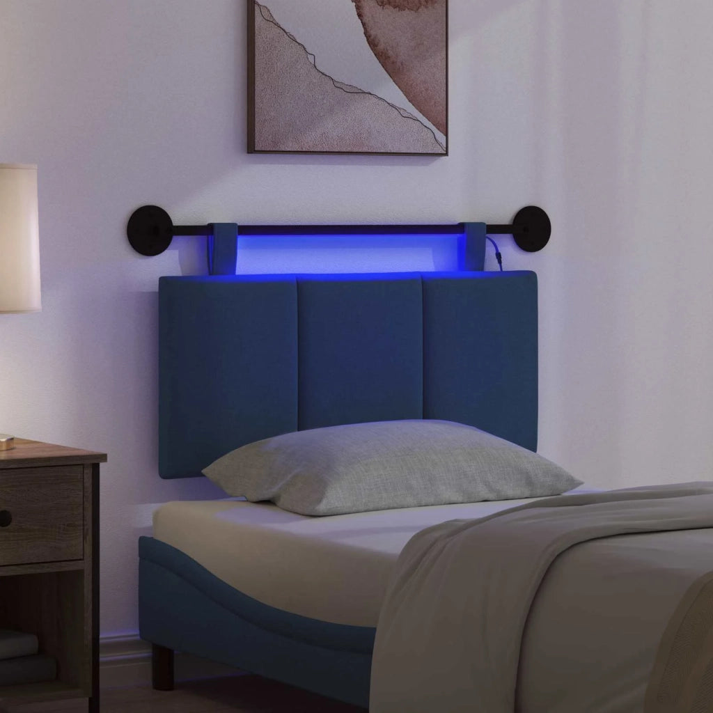 Testiera | Testata sospesa Con luce LED Blu Tessuto
