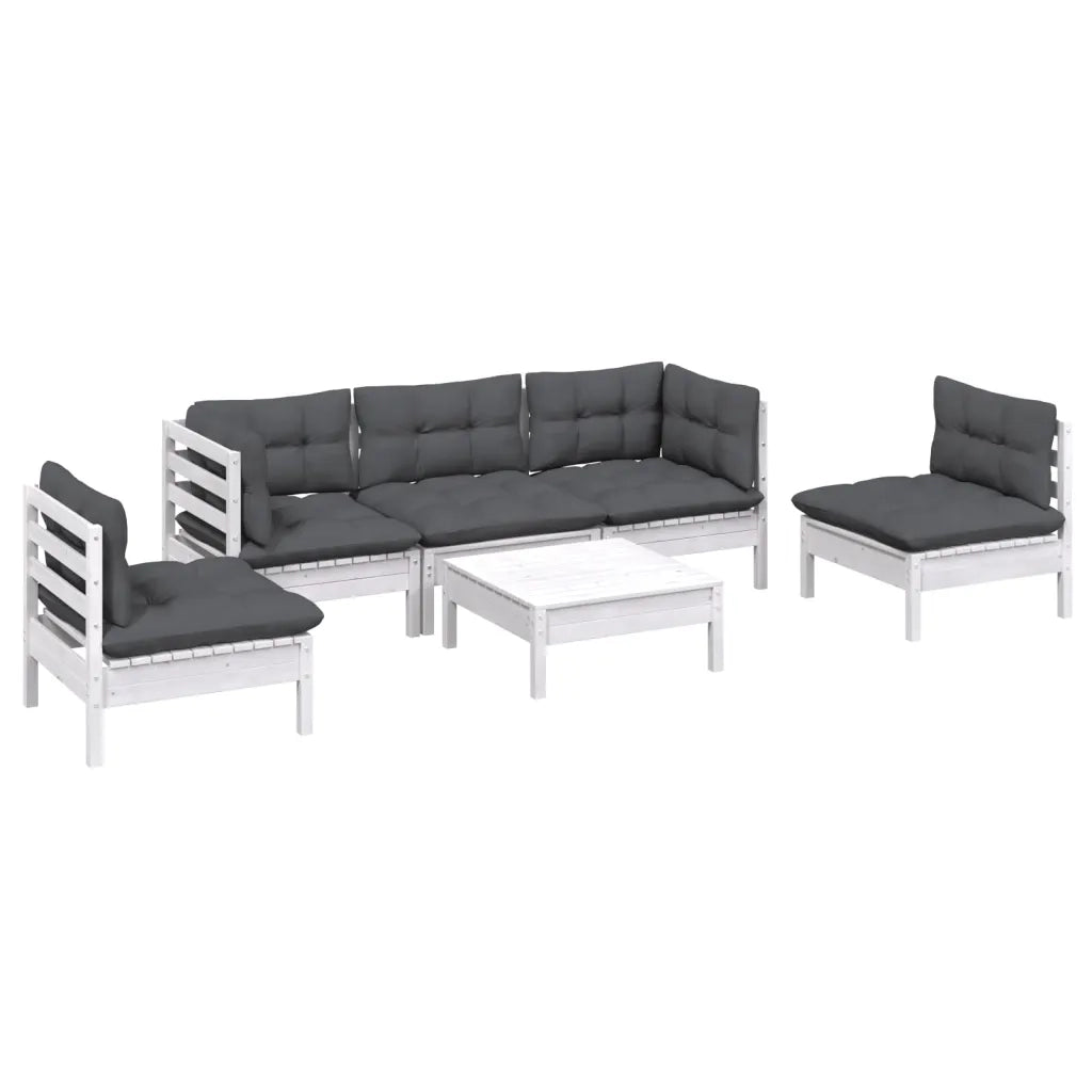 Set Salotto da Giardino 6 pz con Cuscini Legno Massello di Pino 3096191