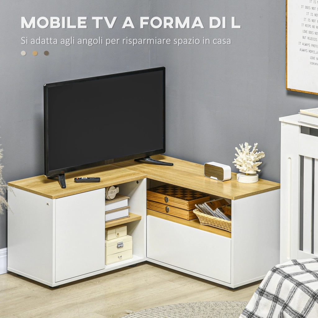 Mobile TV ad angolo 90x90 ¨C Xylo ¨C truciolato 3 ripiani 2 ante 40 pollici