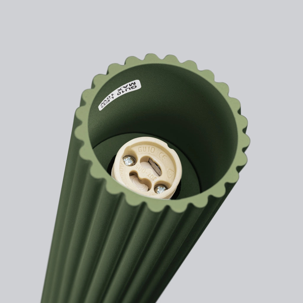 Spot soffitto tubo verde oliva rigato 40cm GU10 Gravio