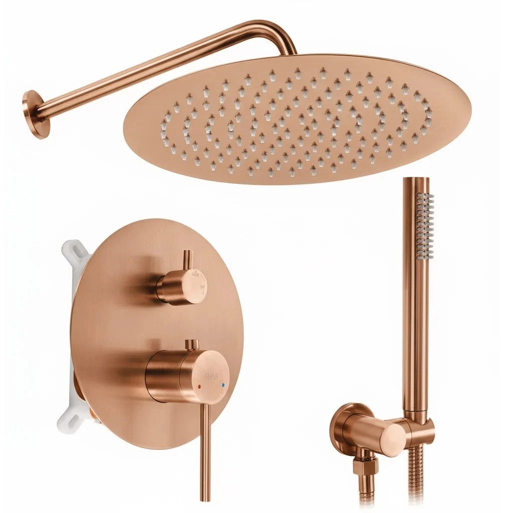 Set Doccia Da Incasso Rea Foss Clif Brush Copper + Box