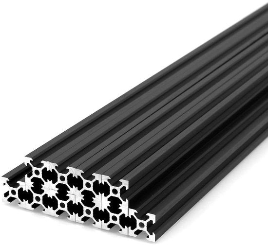 Aluminiuomo Extrusione 300 mm - 10 Pezzi - V-schiena - Norma Europea - Adatto per stampanti 3D/CNC/macchine laser - Nero - Profilo Aluminiuomo