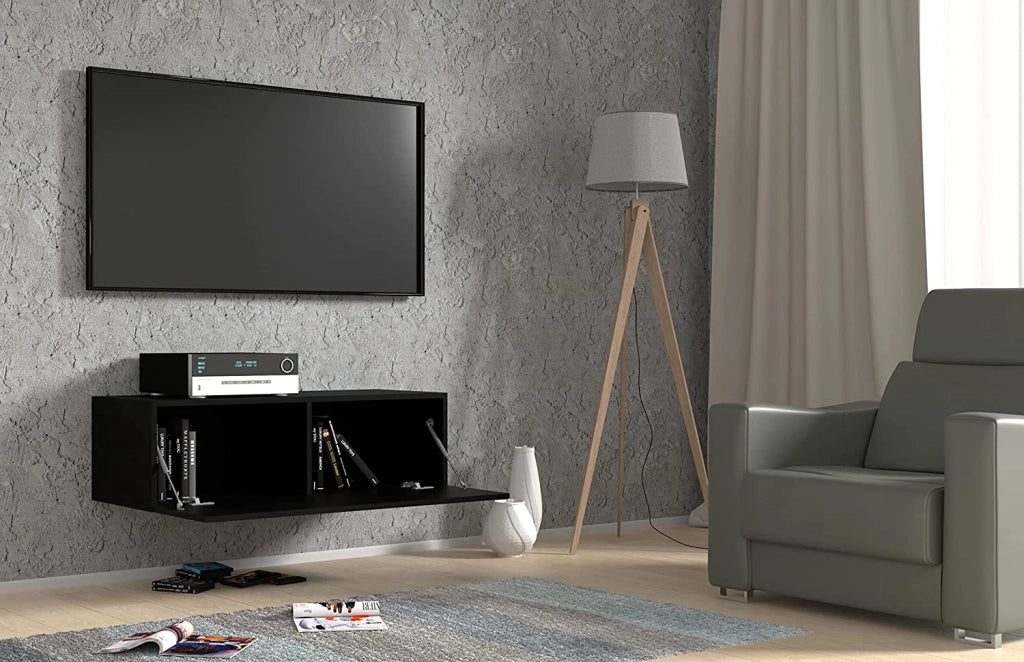 MOBILE TV PORTA TV STAND TV SOGGIORNO BINGO 100x40x30cm NERO OPACO