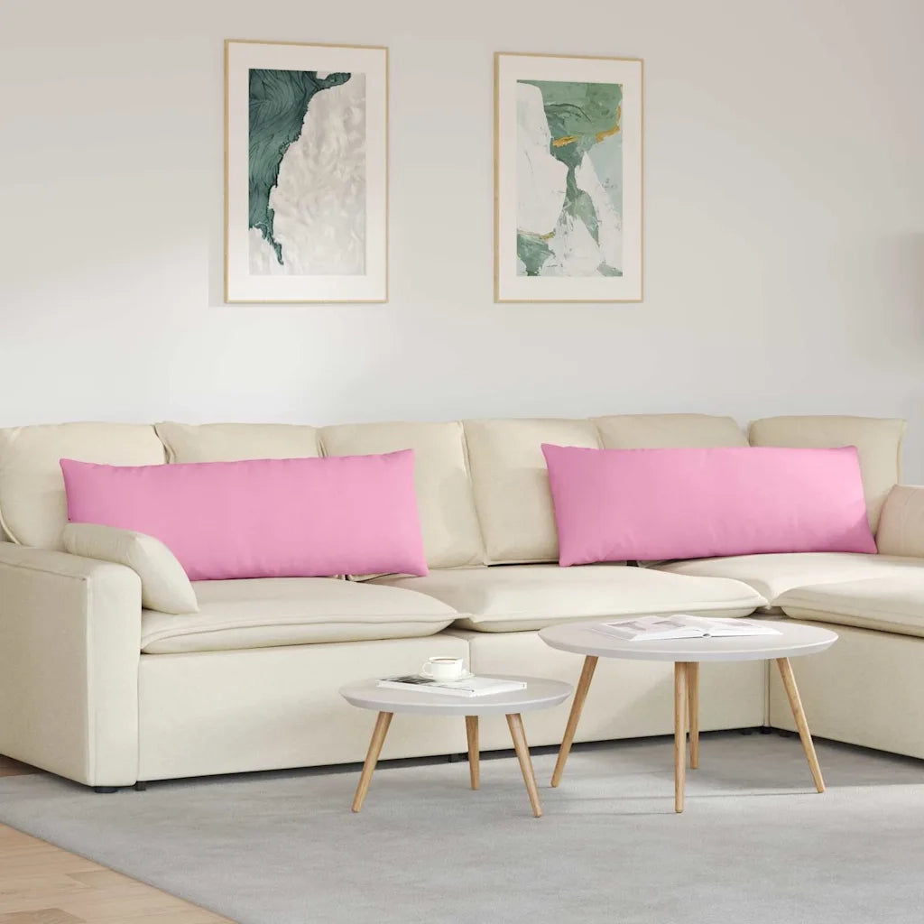 Cuscini da Divano 2 pz-Set di 2 Cuscini per Sofa Rosa 120 x 40 cm Tessuto