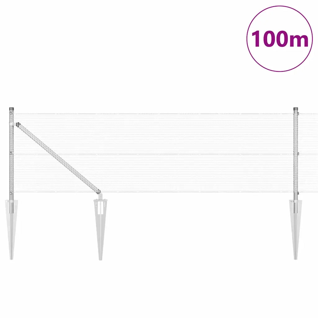 Palo della recinzione Argento 100 x 0,5 m (rete 12 x 12 mm)