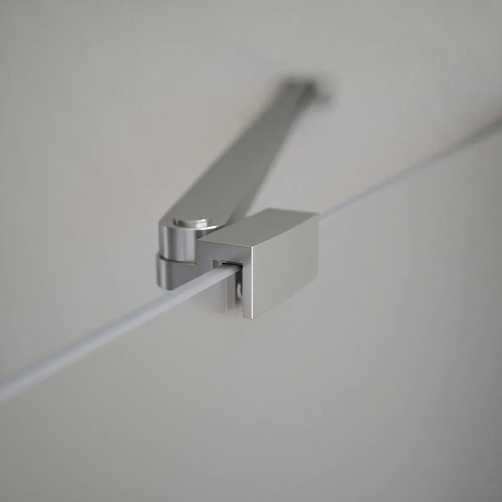 Box doccia 80x90cm con apertura a battente e parete fissa, profili cromati e vetro da 6mm opaco h195 | Elba