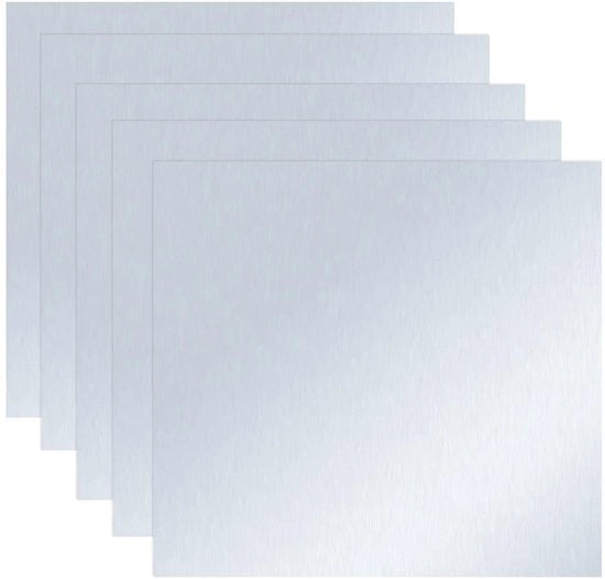 Piastra di Zinco 99,99% Puro - 5 Pezzi - Dimensioni 140x140x0,2 mm - Densità 7,14 g/cc - Punto di Fusione 419,5 °C - Adatto per Laboratorio - Piastra di Metallo