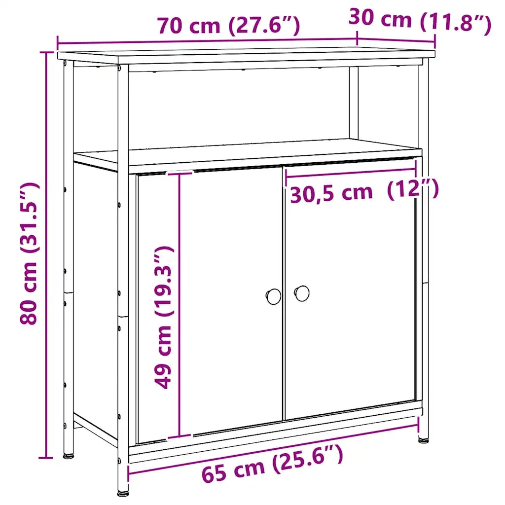 Credenza | Madia | Buffet da pranzo | Armadio da pranzo Rovere Artigianale 70x30x80 cm in Legno Multistrato