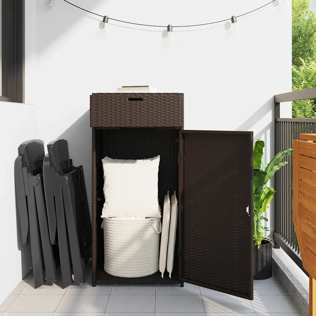 Armadietto Portaoggetti Giardino Marrone 55x55x111cm Polyrattan 365560
