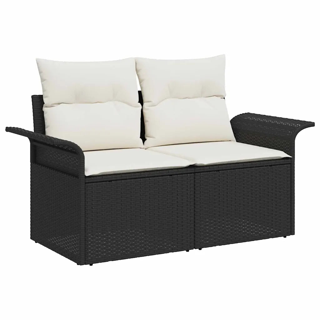 Set Divano da Giardino con cuscino 8 pcs Nero polyrattan 3347285
