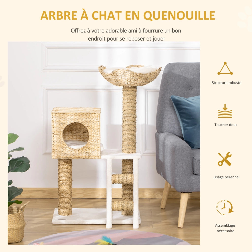 Albero per Gatti con Cuscini e Scala ¨C Minimal ¨C Grigio 100.5 cm