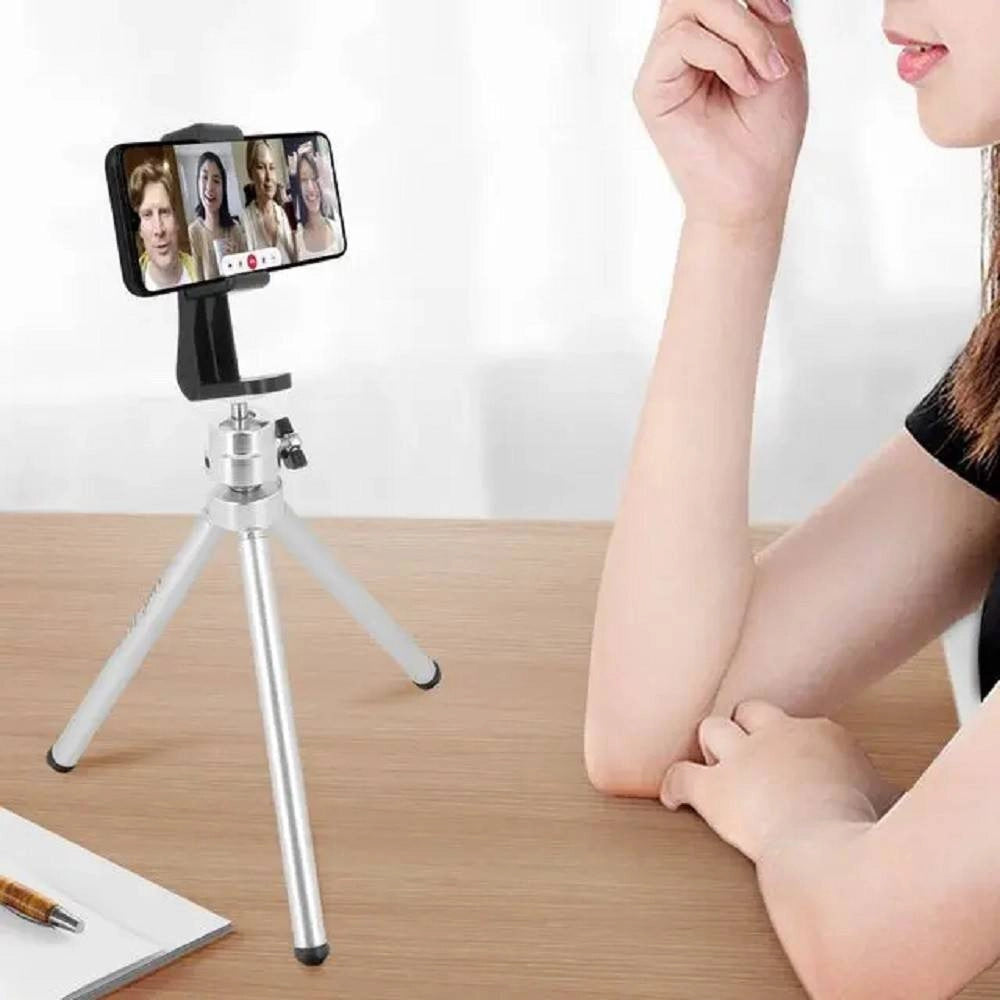 Trade Shop - Treppiede Ruotabile A 360° Tripod A 3 Sezioni Telescopico Per Smartphone Hd-3057 -