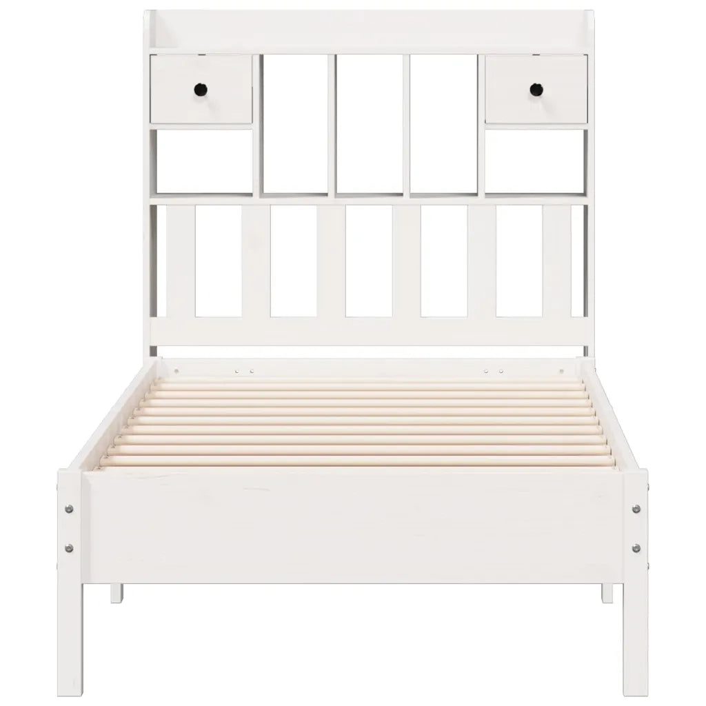 Letto Libreria senza Materasso Bianco 90x190 cm Massello Pino 3322931