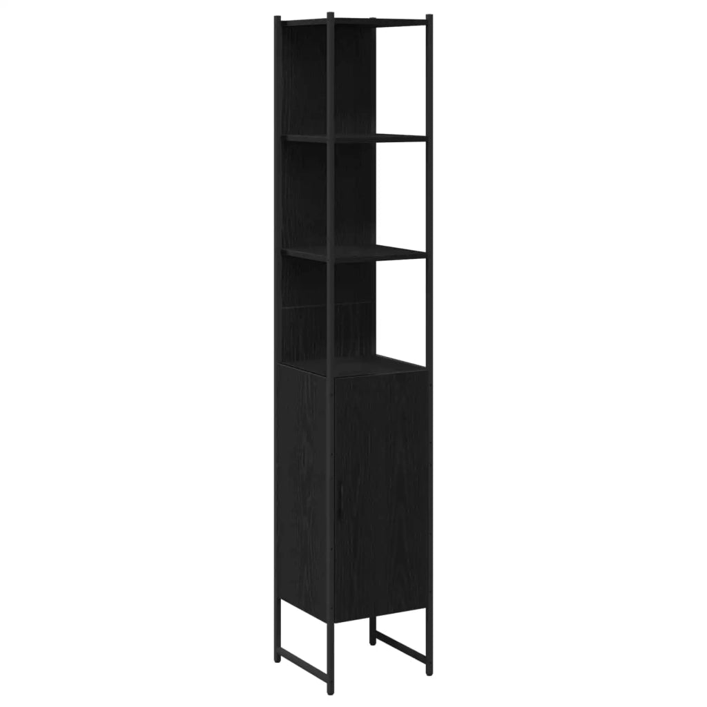 Set di mobili per il Bagno | Armadio da bagno 3 pz Nero Legno multistrato