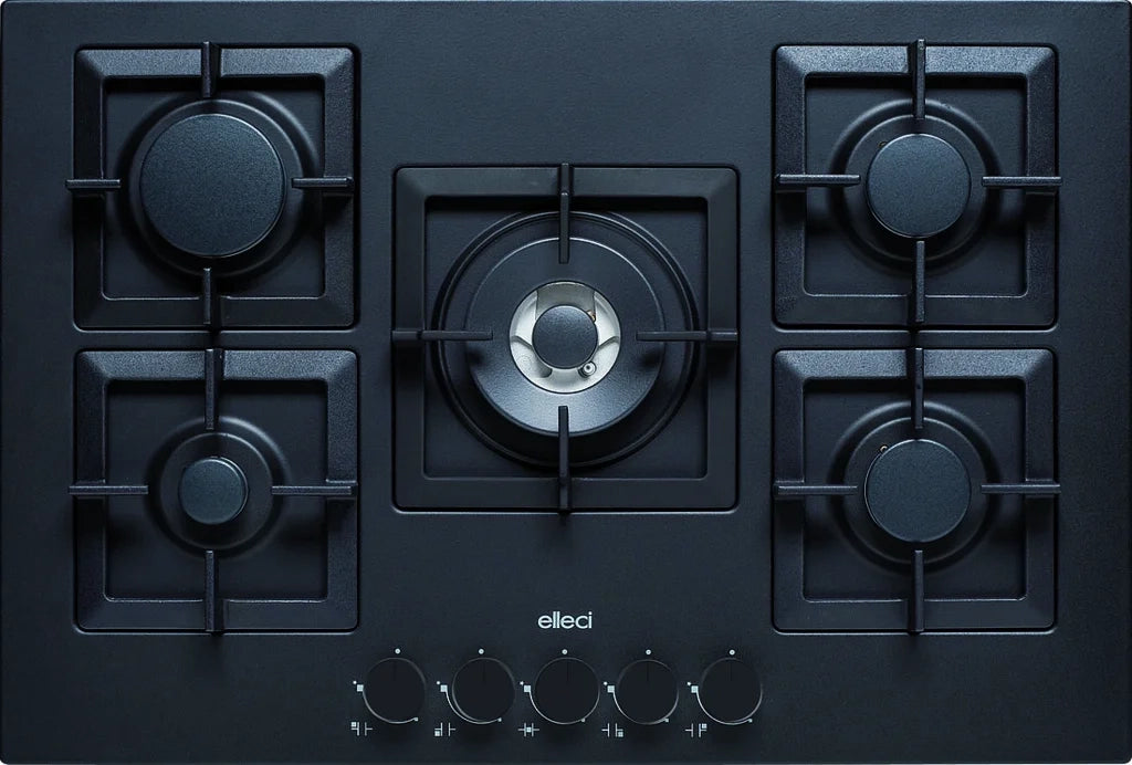 Piano cottura a gas da Incasso Plano 75 ELLECI PGSP75140CS 5 fuochi, 750x510 Granitek Nero 40