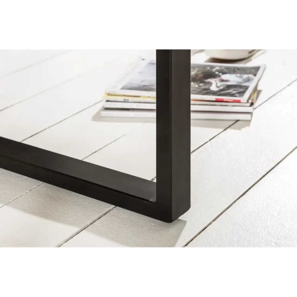 Tavolino LODEN 60 cm in legno massiccio di mango e metallo nero – stile industriale