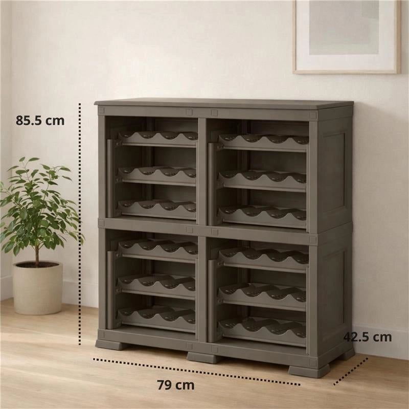 SCAFFALE PORTABOTTIGLIE PER 48 BOTTIGLIE 79X42,5X85,5 CM – CANTINETTA MODERNA A VISTA SENZA ANTE, MOBILE VINO MODULARE