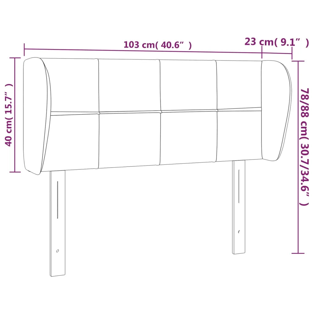 Testiera ad Orecchio-Testata con Orecchie Nera 103x23x78/88 cm in Tessuto 919675