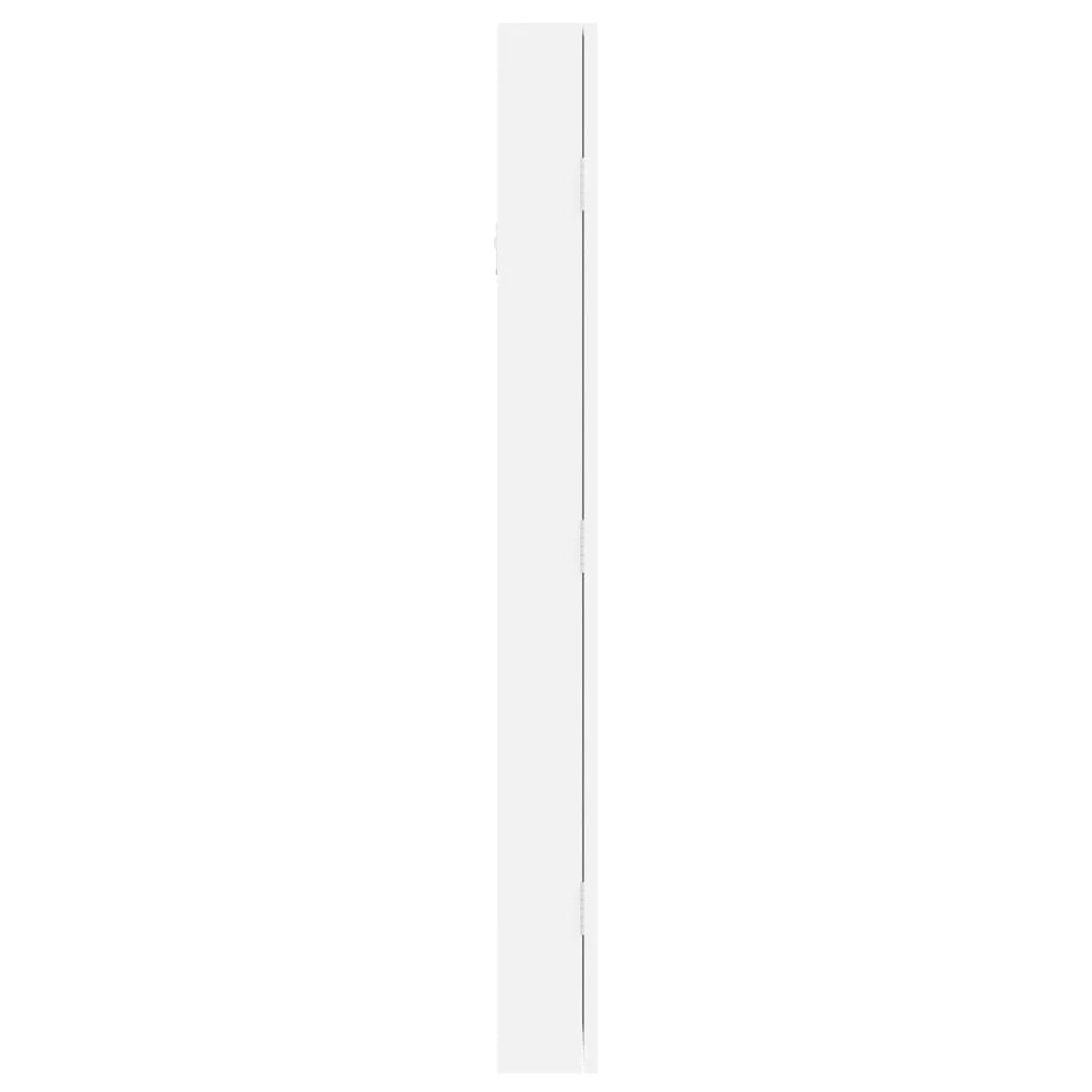 Mobiletto portagioie mobile contenitore organizer per camera da letto spogliatoio bagno con specchio a parete 30 x 8,5 x 90 cm bianco 02_0022834