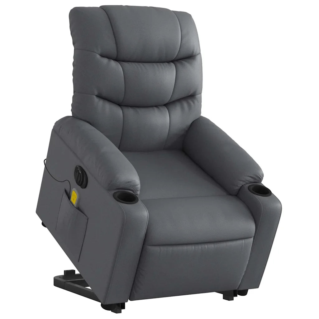 Poltrona Alzapersona Elettrica Reclinabile Grigio in Similpelle 3206623