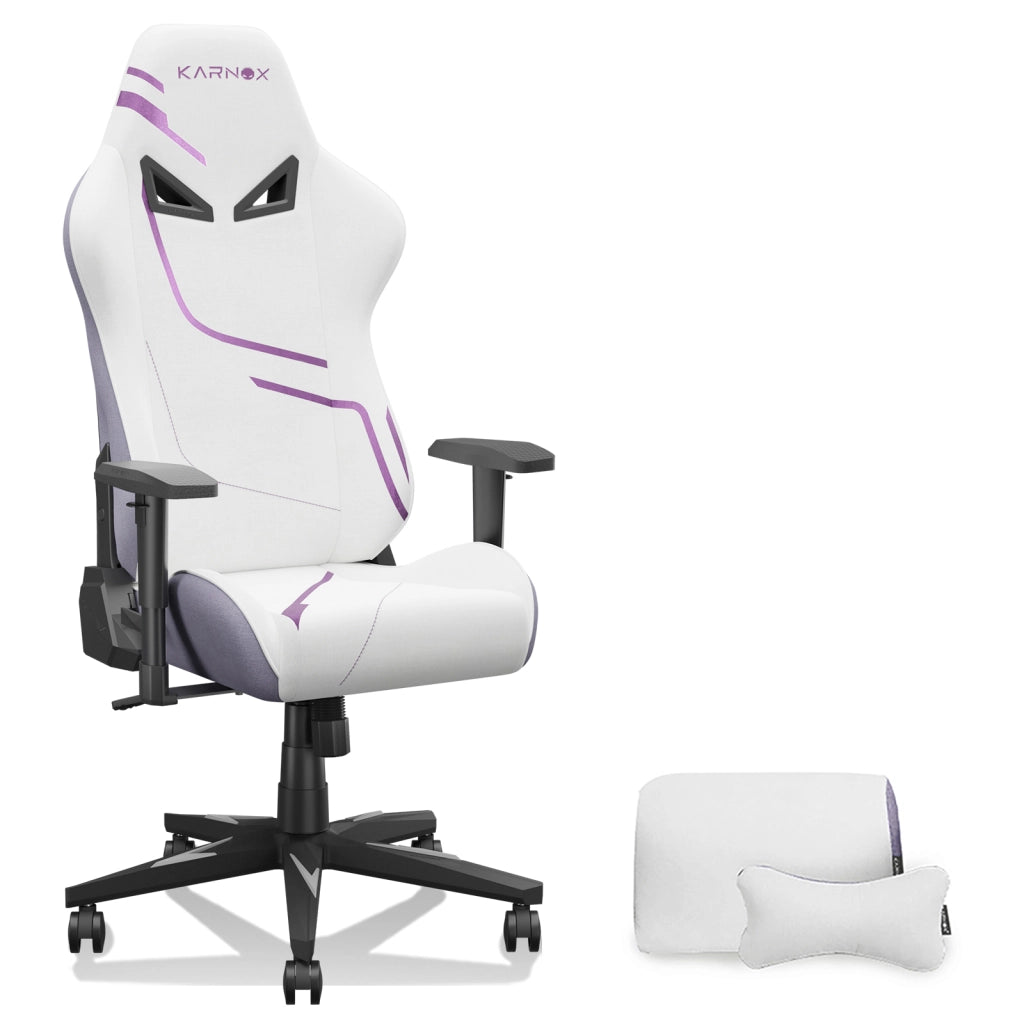 Poltrona Gaming Ergonomica Reclinabile ¨C Xylo ¨C Tessuto, Bianco e Viola