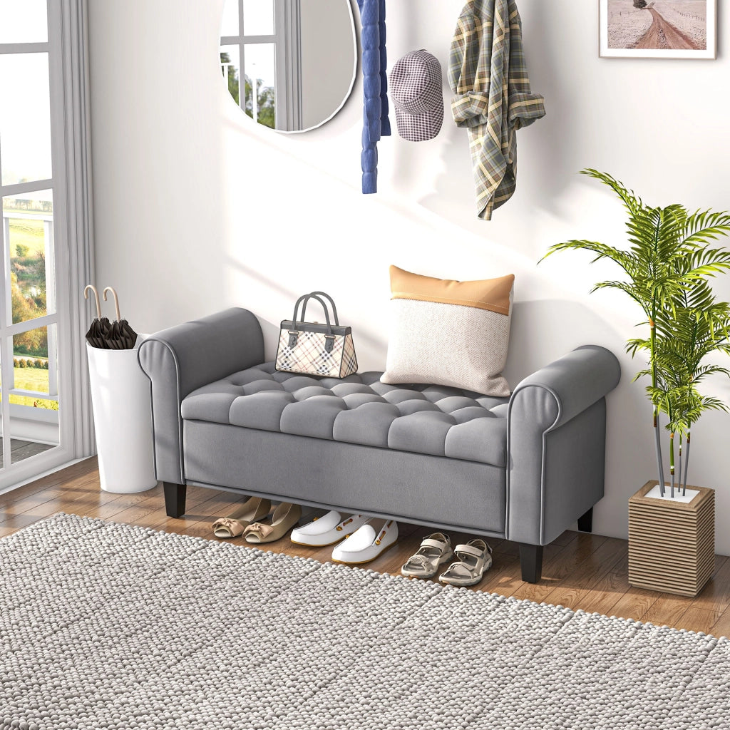 Pouf Imbottito ¨C Minimal ¨C Grigio 126x48.5x57 cm