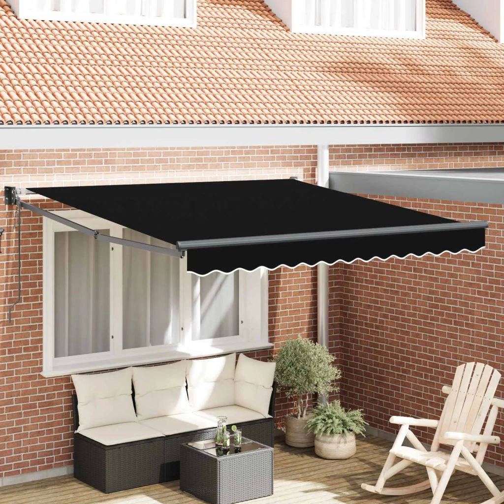 Tenda da Sole | Tenda Retrattile Nero 350 x 250 cm Poliestere e Alluminio