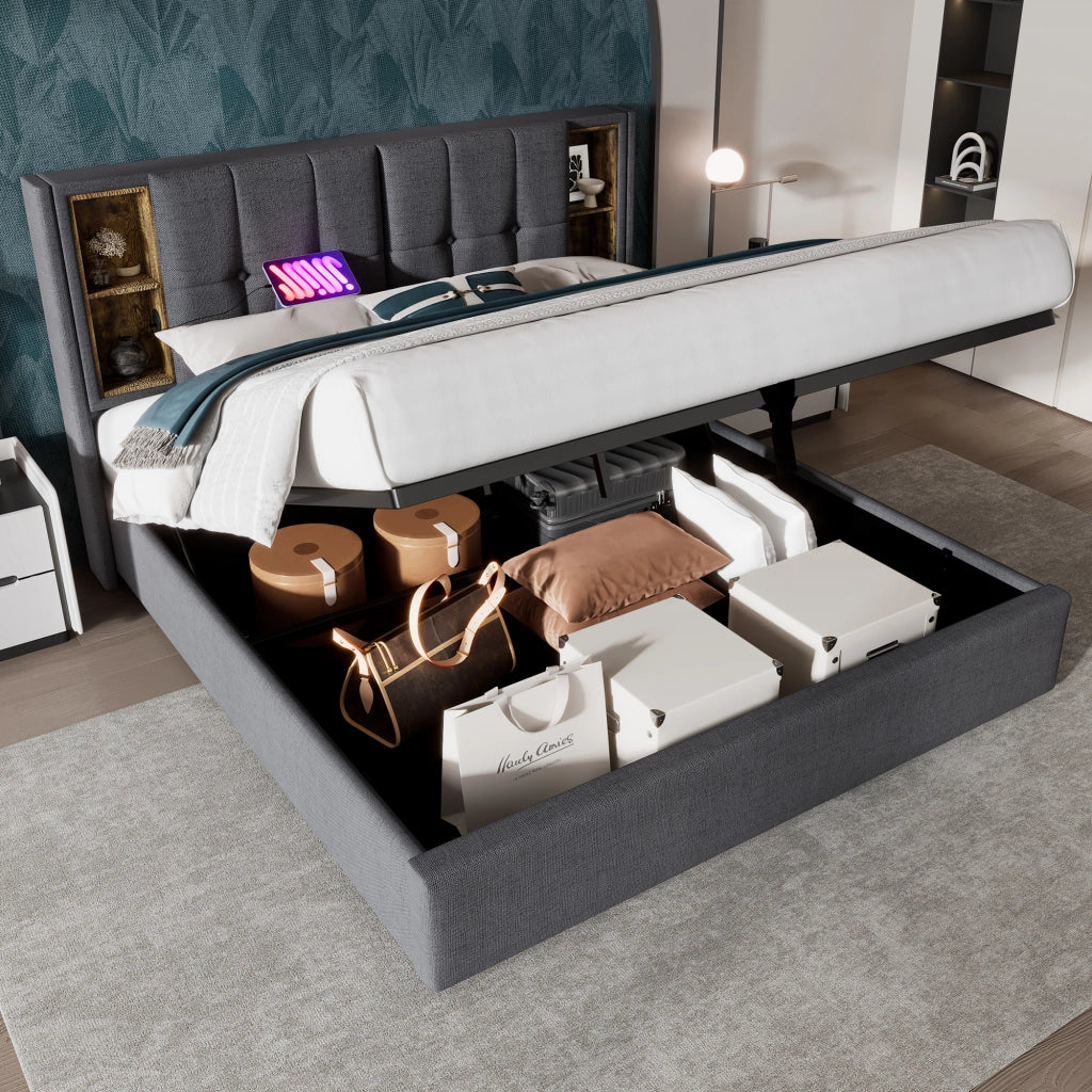 letto imbottito cotone grigio 180x200 cm
