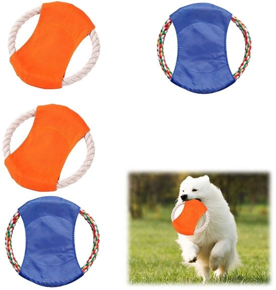 Frisbee per Cani in Cotone Naturale - Frisbee per Addestramento Cani - Giocattolo da Lancio - Disco Colorato - 4 Pezzi - Sicuro e Lavabile - Giocattolo da Frisbee