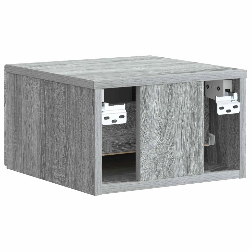 Set di 2 Comodini | Armadio da Notte | Mobiletto da notte a muro Grigio Sonoma 33 x 34,5 x 20 cm