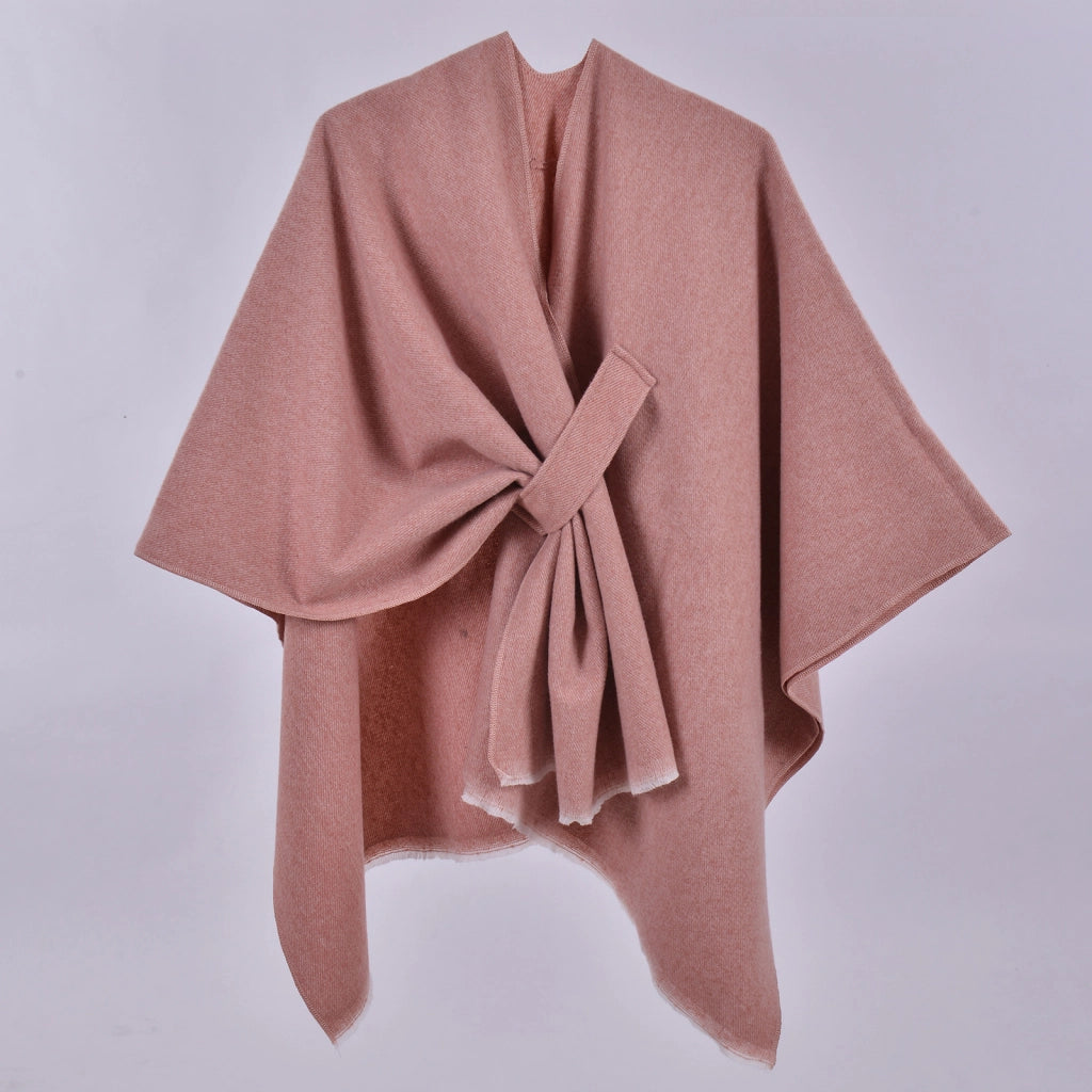 Nuovo mantello caldo da donna, semplice scialle in cashmere a tinta unita con spacco su entrambi i lati