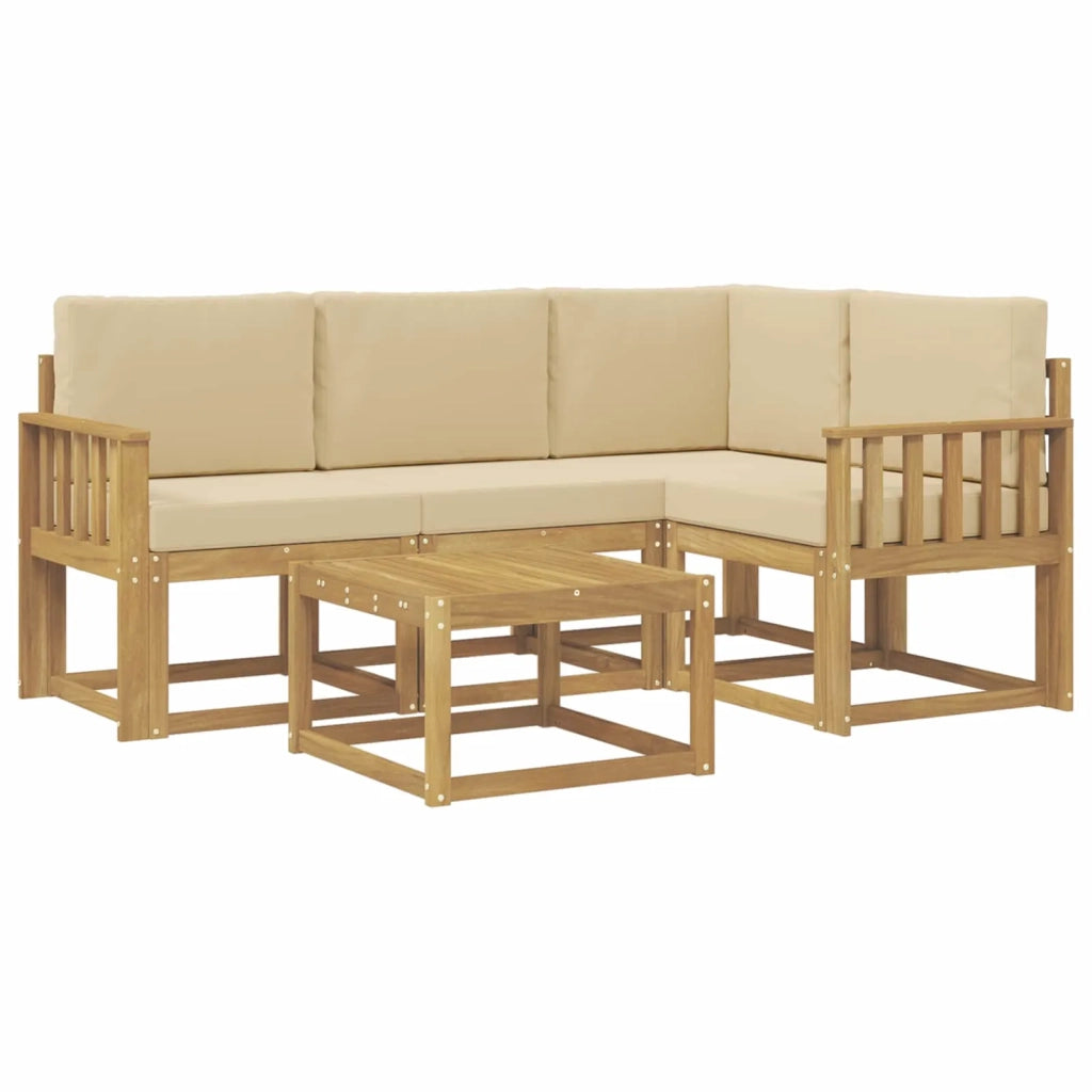 Set di divani da esterno 5 pz Bianco e Beige 3387592