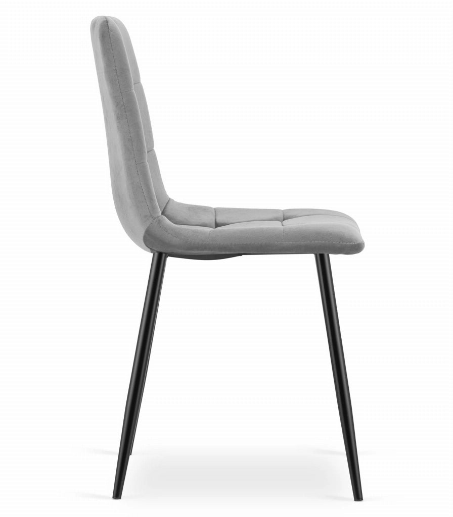Sedia Valora PYRA in velluto grigio chiaro, design moderno x3