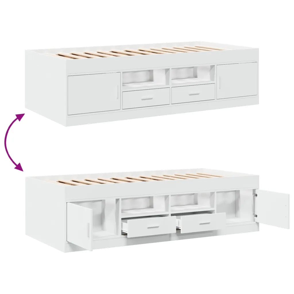 Divano Letto con Cassetti senza Materasso-Sofa Letto-Daybed Bianco 90x200 cm 495544
