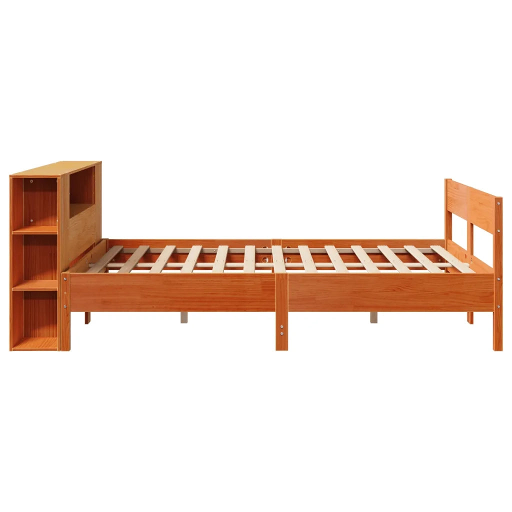 Letto Libreria senza Materasso Marrone Cera 140x200 cm in Pino 3322950