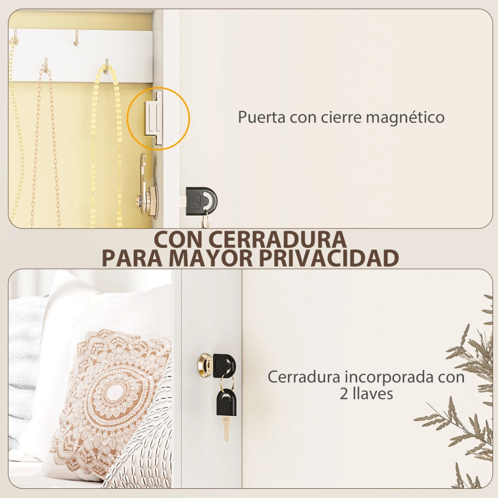 Specchio con cassettiera da parete ¨C zephmum ¨C bianco e crema